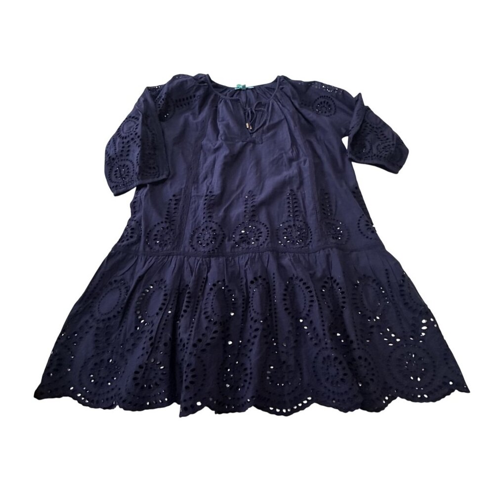 Melissa Odabash Ashley Eyelet Cotton Cover-up  Mini Dress, Size S Navy NWT - Picture 10 of 16